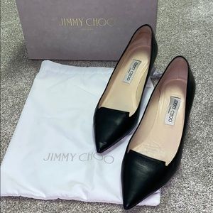 Jimmy Choo Allure Black Leather Kitten Heels